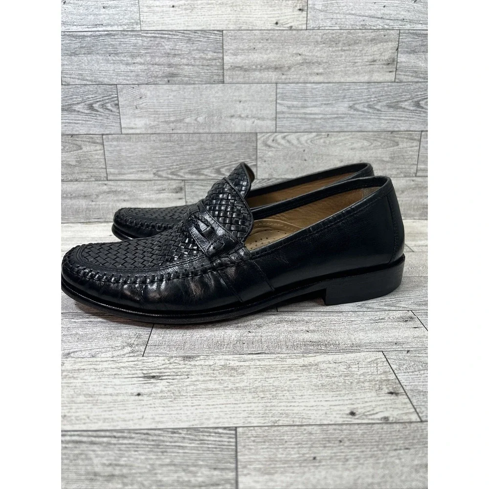 Florsheim 12073‎ Jareth Black Woven Dress Shoes Loafers Men's US 9D